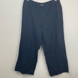 J. Jill 100% Linen Black Elastic Waist Wide Leg Pants Size Medium